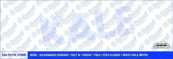 KALE 416000 Fan Motoru Vw Corrado / Golf Iii / Passat / Polo / Polo Classic / Vento (120/72w 318mm) (Fan-Motor)